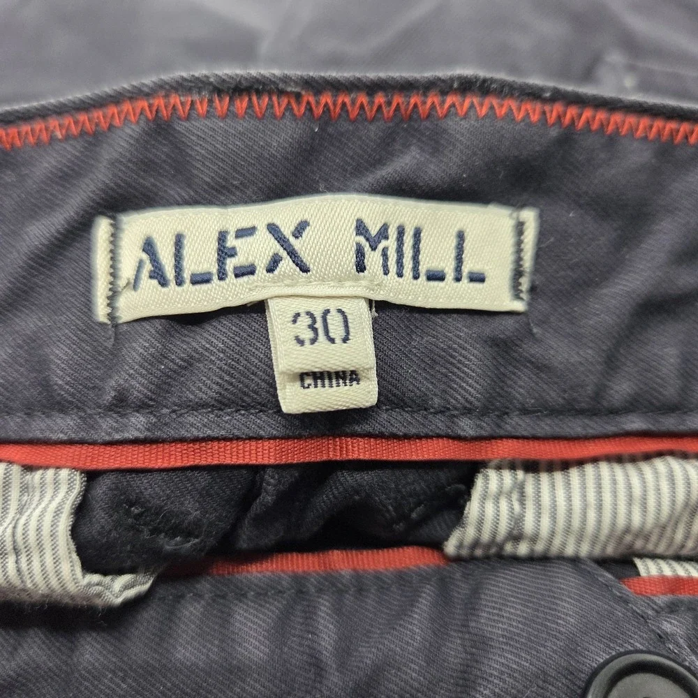 Alex Mill Chino Shorts Mens 30 Navy Blue Button Front Adjustable Above Knee 6.5